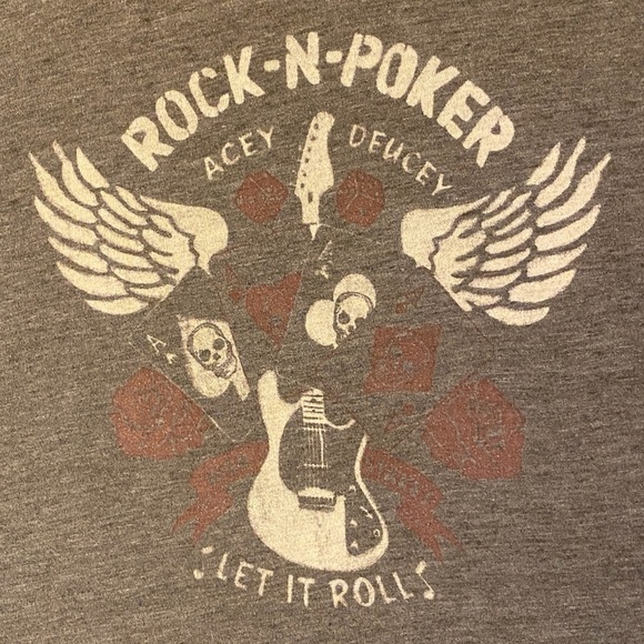 Lucky Brand Other - Lucky Brand T Shirt Rock Poker Skulls Men’s Gray Rock & Roll Biker Lg